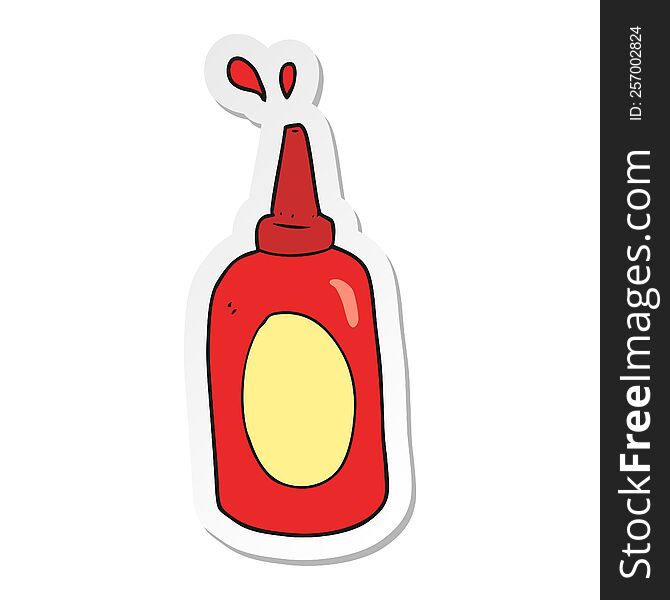 sticker of a cartoon ketchup bottle