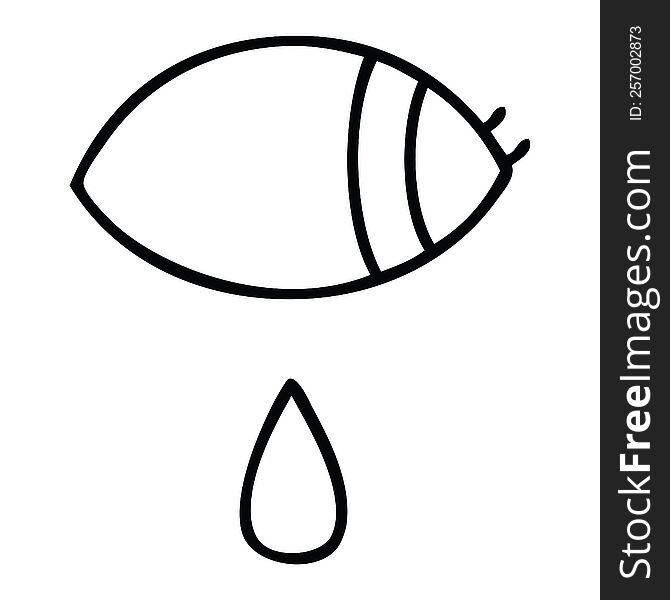Line Drawing Cartoon Crying Eye Looking To One Side