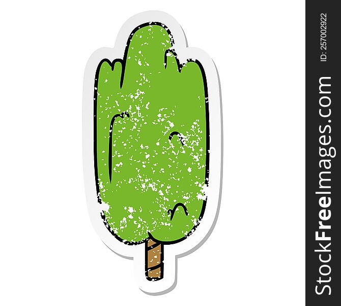 distressed sticker cartoon doodle single green tree