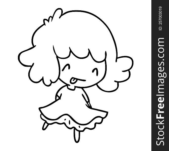 Line Drawing Of A Cute Kawaii Girl
