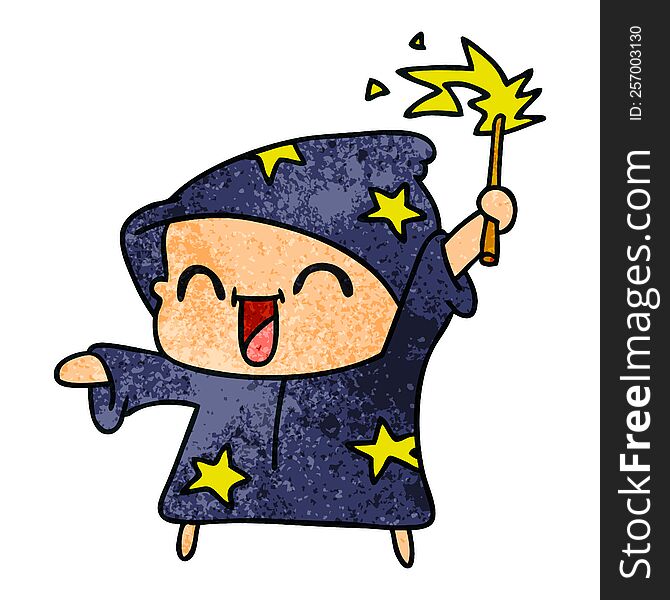 Textured Cartoon Of A Happy Little Wizard