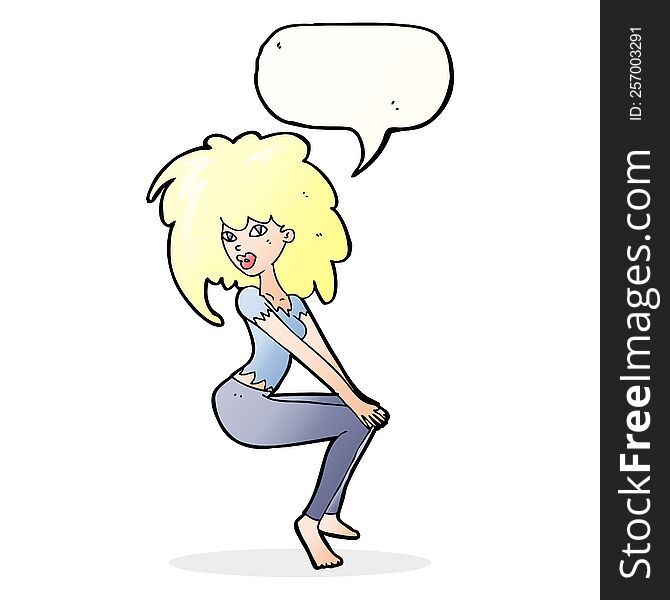 Cartoon Woman With Big Hair With Speech Bubble