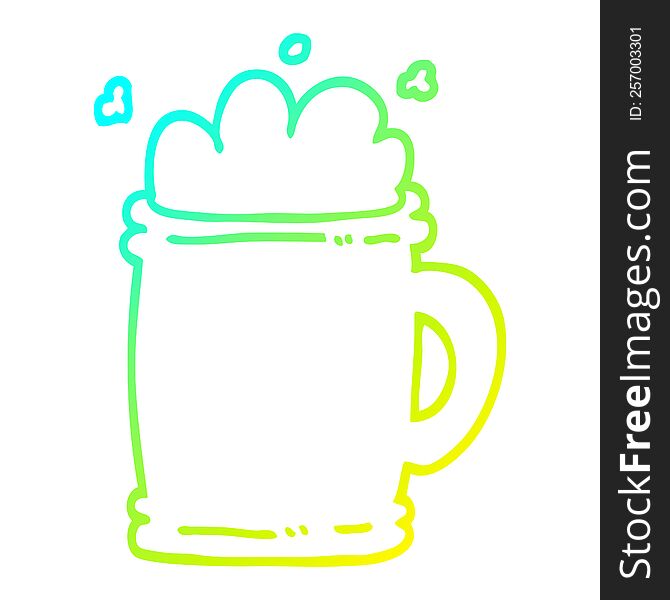 cold gradient line drawing of a cartoon beer tankard