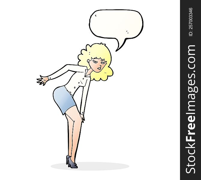 cartoon annoyed woman rubbing knee with speech bubble