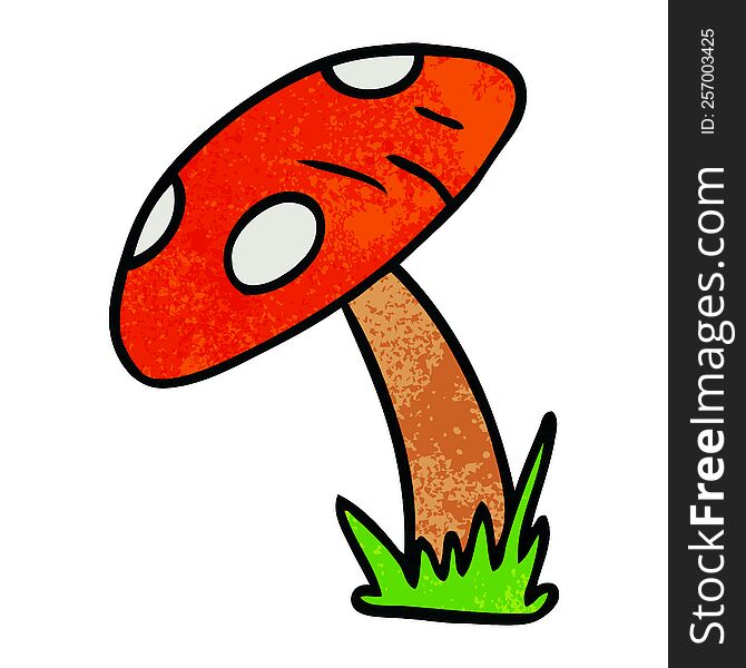Textured Cartoon Doodle Of A Toad Stool