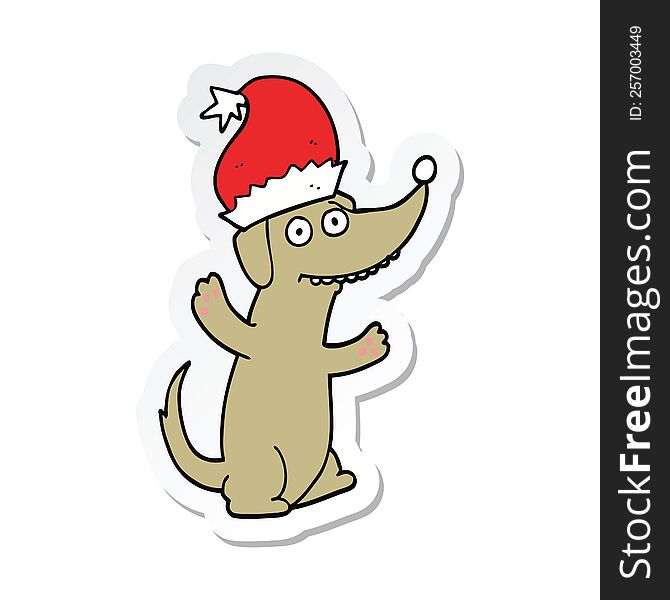 Sticker Of A Cute Christmas Cartoon Dog