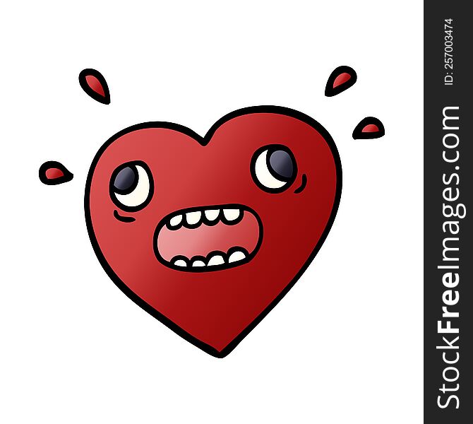 cartoon doodle heart panicking