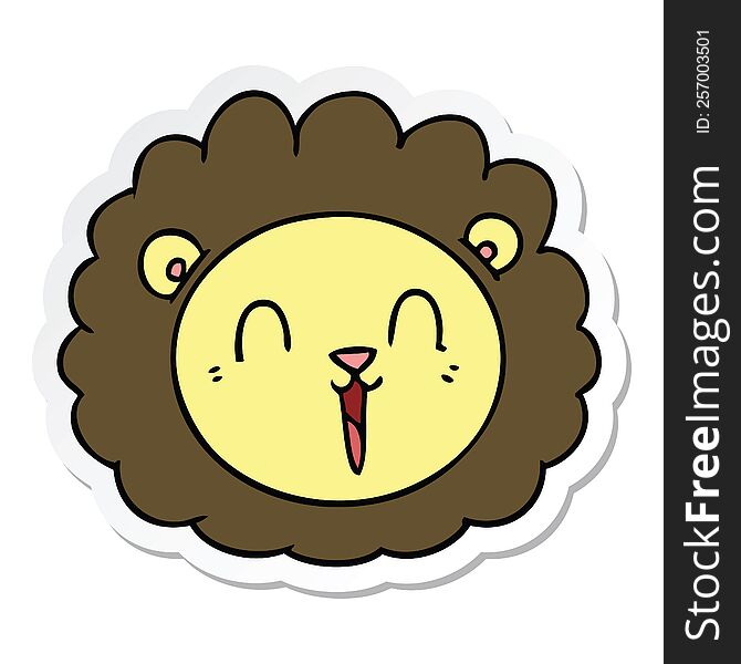 sticker of a cartoon lion face