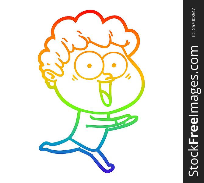 Rainbow Gradient Line Drawing Excited Man Cartoon