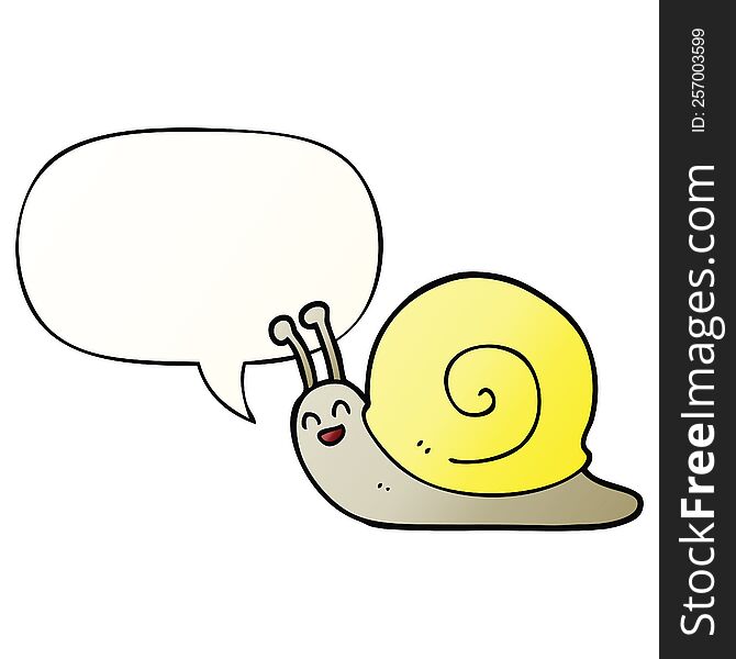 cartoon snail with speech bubble in smooth gradient style