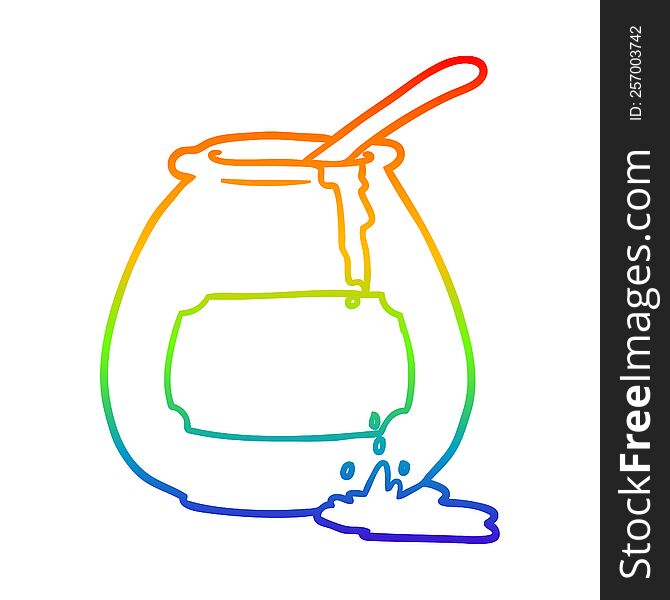 rainbow gradient line drawing of a honey pot