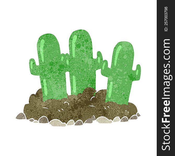 freehand drawn retro cartoon cactus