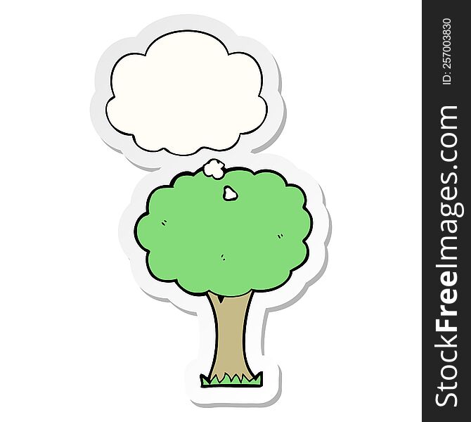 cartoon tree with thought bubble as a printed sticker