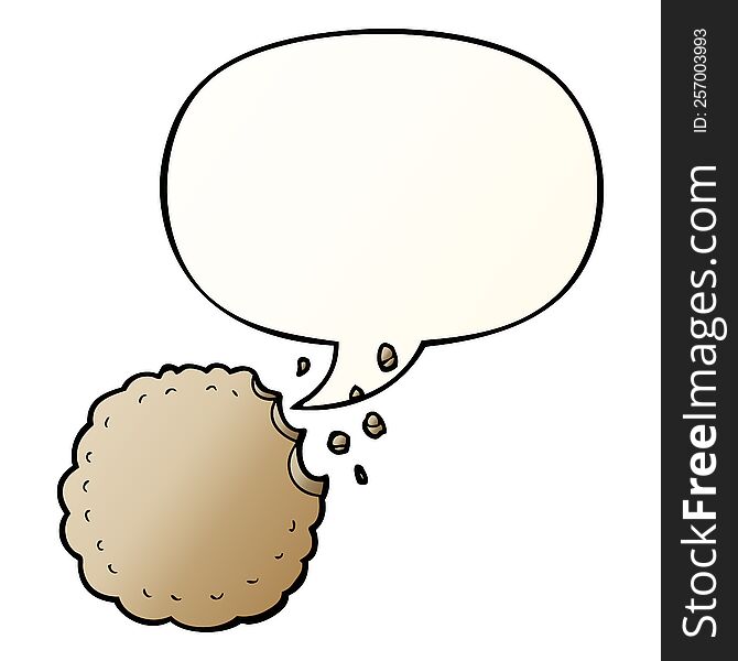 Cartoon Cookie And Speech Bubble In Smooth Gradient Style