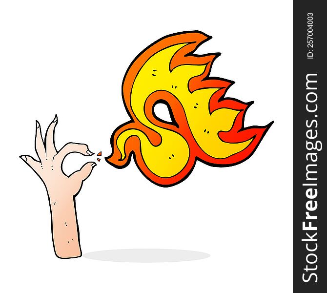 Cartoon Hand And Fire Symbol