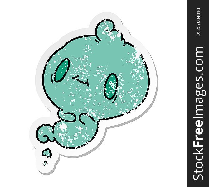 Distressed Sticker Cartoon Of A Kawaii Cute Ghost