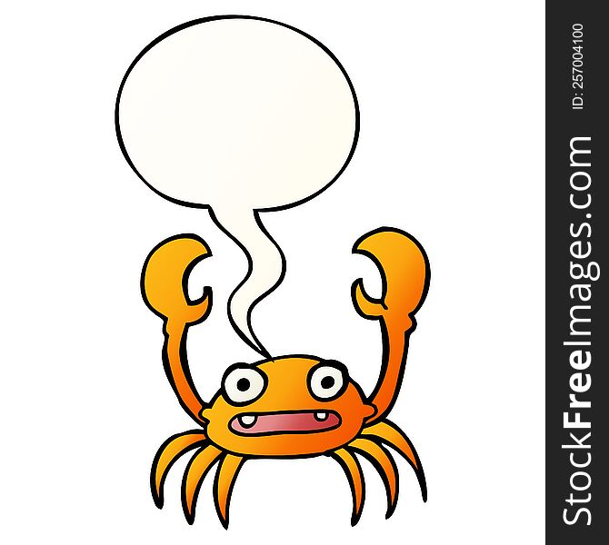 Cartoon Crab And Speech Bubble In Smooth Gradient Style