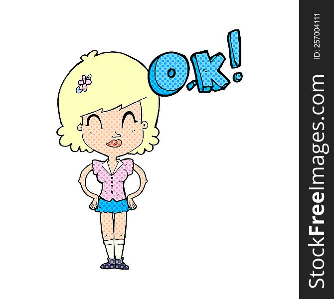 cartoon woman thinking OK