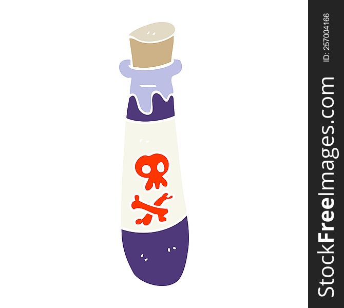 flat color illustration of vial of poison. flat color illustration of vial of poison