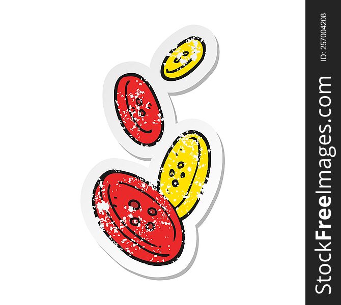 Retro Distressed Sticker Of A Cartoon Buttons