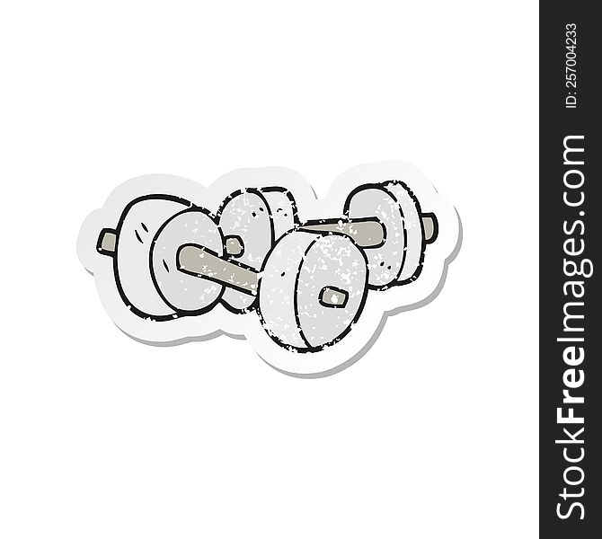 retro distressed sticker of a cartoon dumbbells