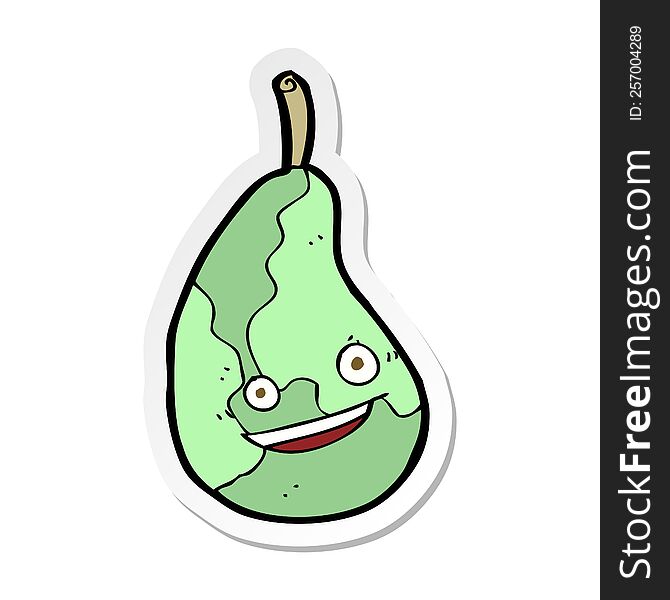 Sticker Of A Cartoon Happy Pear