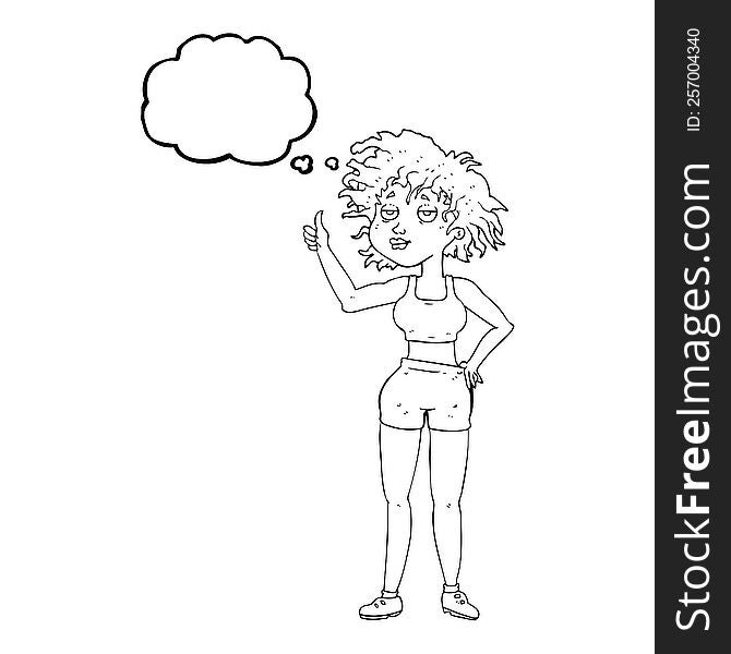Thought Bubble Cartoon Tired Gym Woman