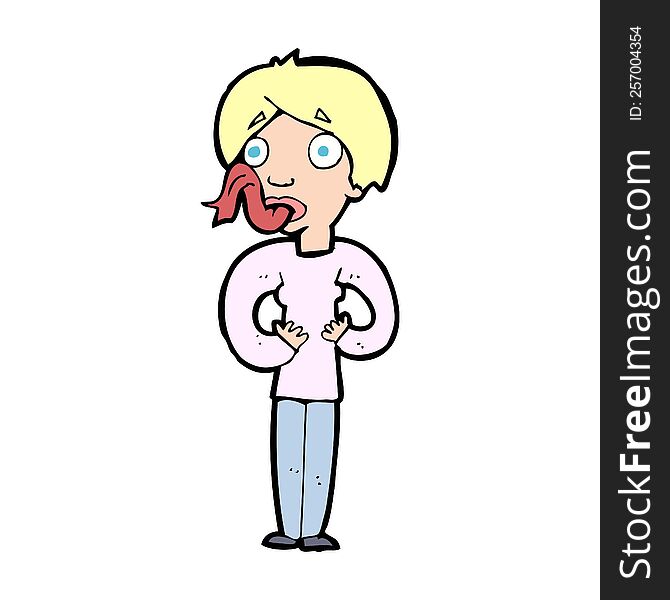 cartoon woman sticking out tongue