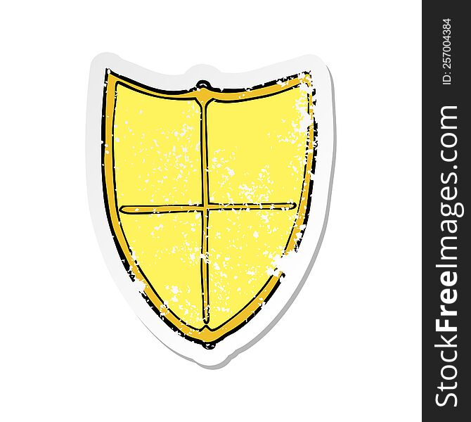 retro distressed sticker of a cartoon heraldic shield