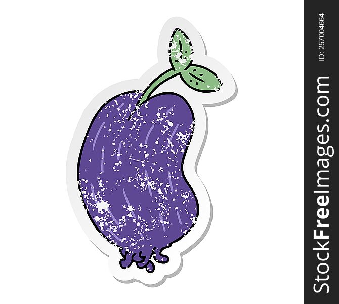 Distressed Sticker Cartoon Of A Sprouting Bean