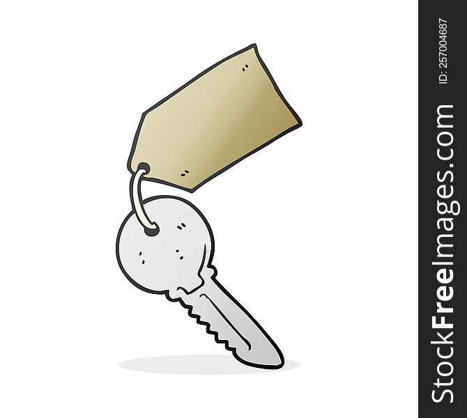 cartoon key with tag