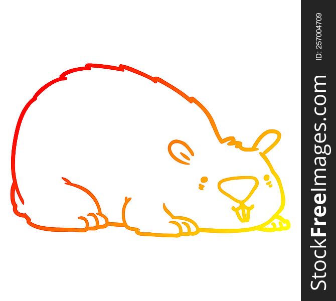 Warm Gradient Line Drawing Cartoon Wombat