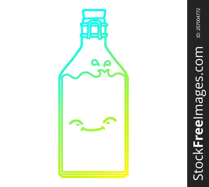 Cold Gradient Line Drawing Cartoon Old Water Bottle