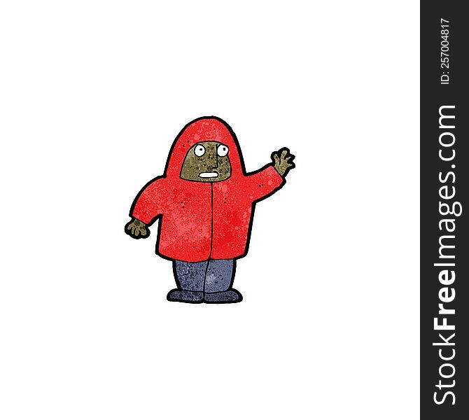 cartoon man in coat waving