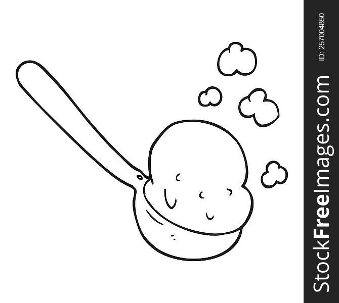 black and white cartoon scoop of ice cream