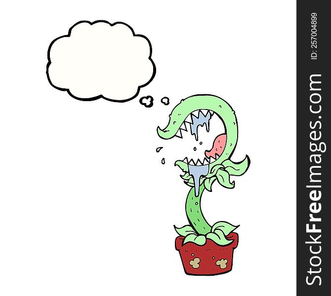 freehand drawn thought bubble cartoon carnivorous plant
