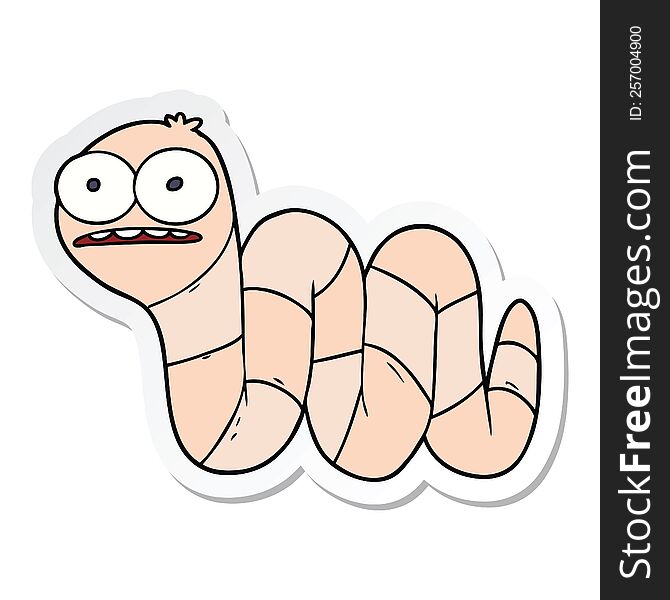 sticker of a cartoon nervous worm