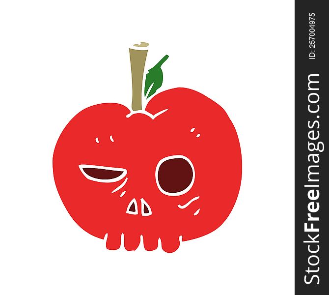 Flat Color Illustration Of A Cartoon Poison Apple
