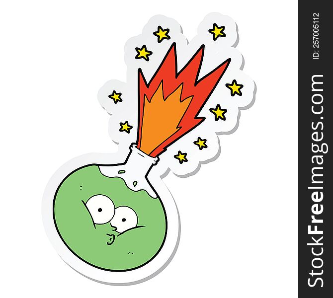 sticker of a cartoon potion exploding