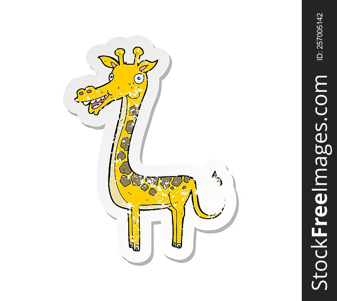 retro distressed sticker of a cartoon giraffe