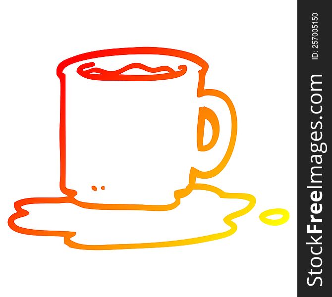 warm gradient line drawing of a cartoon mug of coffee