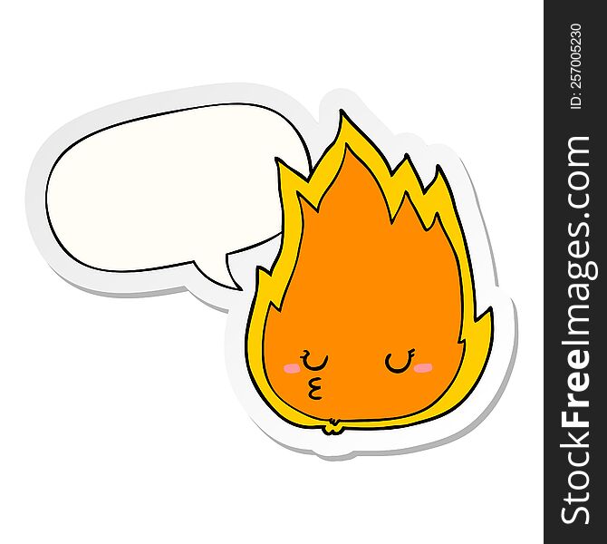 Cute Cartoon Fire And Speech Bubble Sticker
