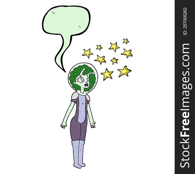 Speech Bubble Cartoon Alien Space Girl