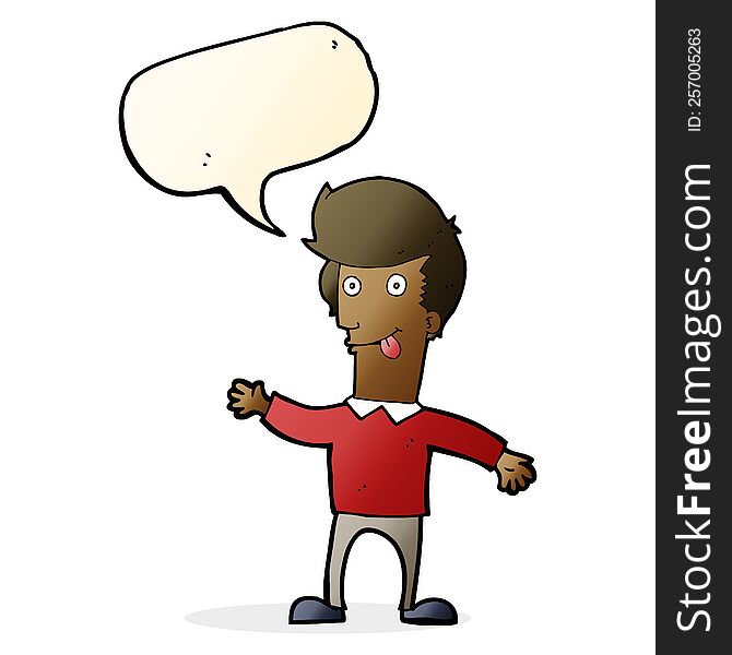 Cartoon Man Sticking Out Tongue With Speech Bubble