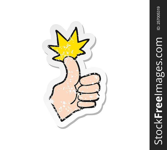 Retro Distressed Sticker Of A Cartoon Thumbs Up