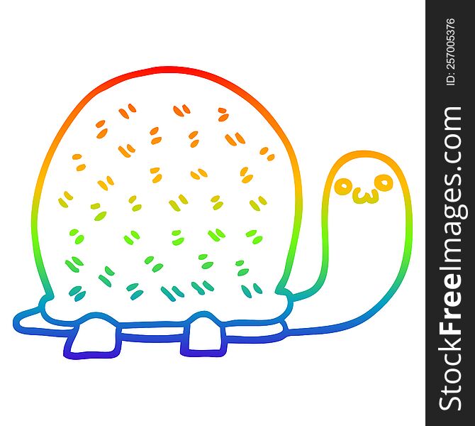 rainbow gradient line drawing of a cute cartoon turtle