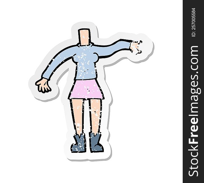 Retro Distressed Sticker Of A Cartoon Female Body