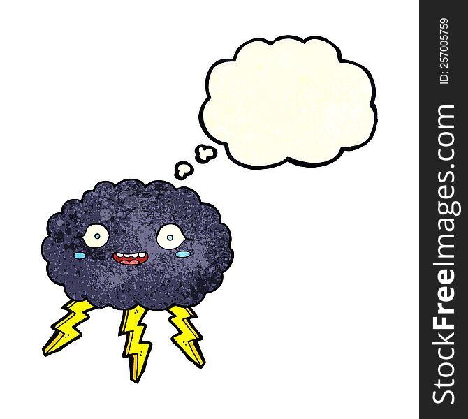Happy Cartoon Rain Cloud With Thought Bubble