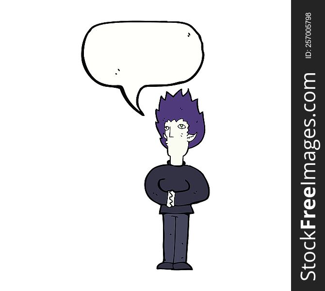 Cartoon Vampire Man With Speech Bubble