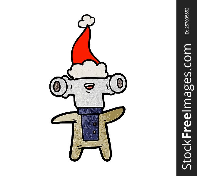 Friendly Textured Cartoon Of A Alien Wearing Santa Hat